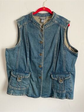 Motto Vest 1X Denim Western Biker Festival 90s Vintage Gorpcore Grunge Teacher